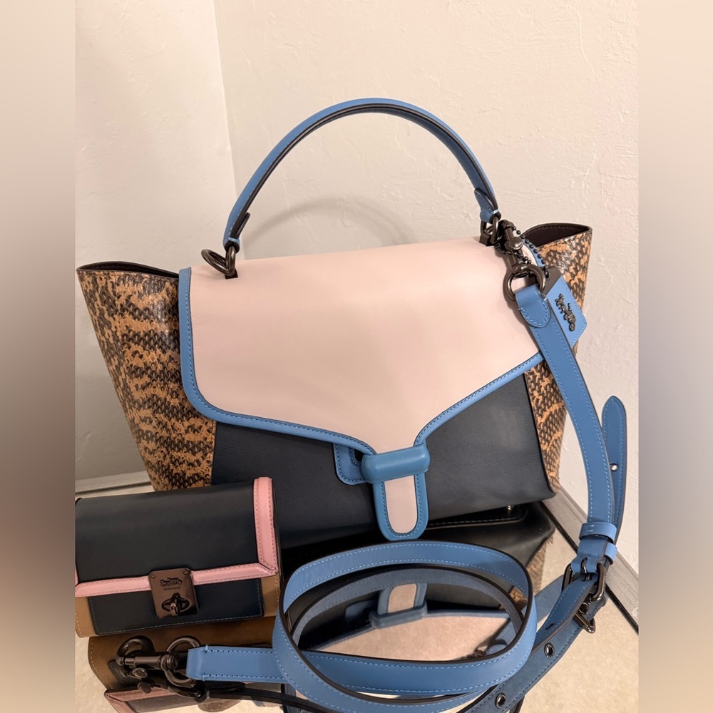 Coach Restored Courier Carryall With Snakeskin Detail and Wallet